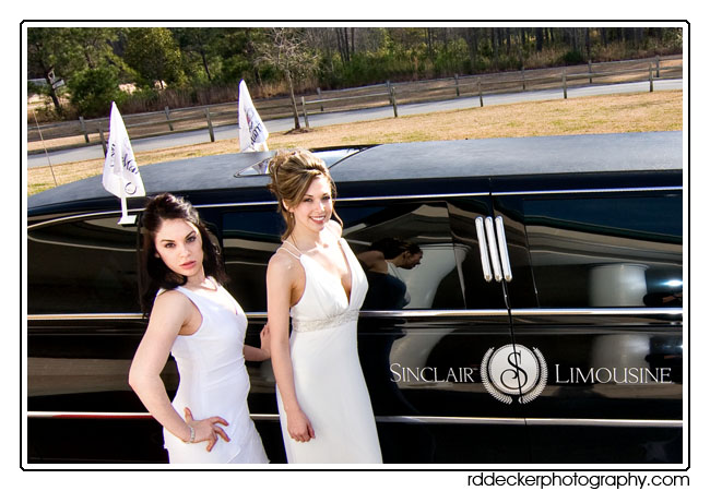 Lejeune fashion show brides with a limuosine from Sinclair Limuosine of Beaufort, North Carolina.